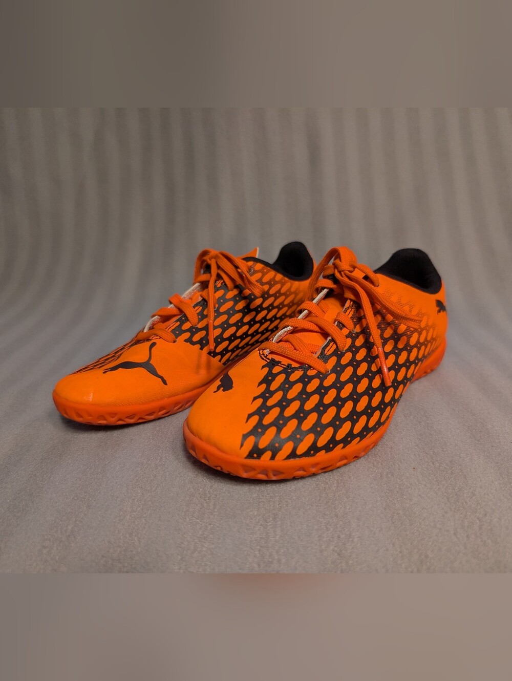 Puma Kids Orange and Black Indoor Soccer Shoes